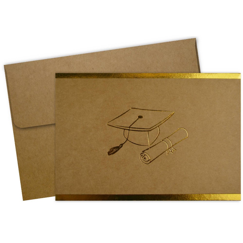 Photos - Envelope / Postcard 50ct Grad-itude Gold Foil Thank You Note Card & Envelopes