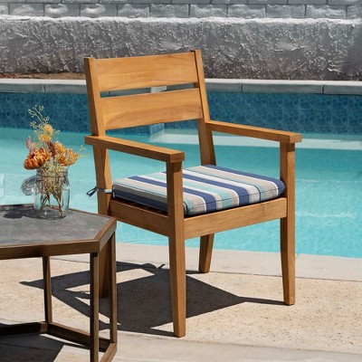 Stripe Blue and Beige Polyester Outdoor Seat Cushion Set