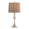 LumiSource (Set of 2) Ashland 27" Contemporary Metal Table Lamps Brushed Nickel: UL Listed, Faux Silk Empire Shade - 3 of 4