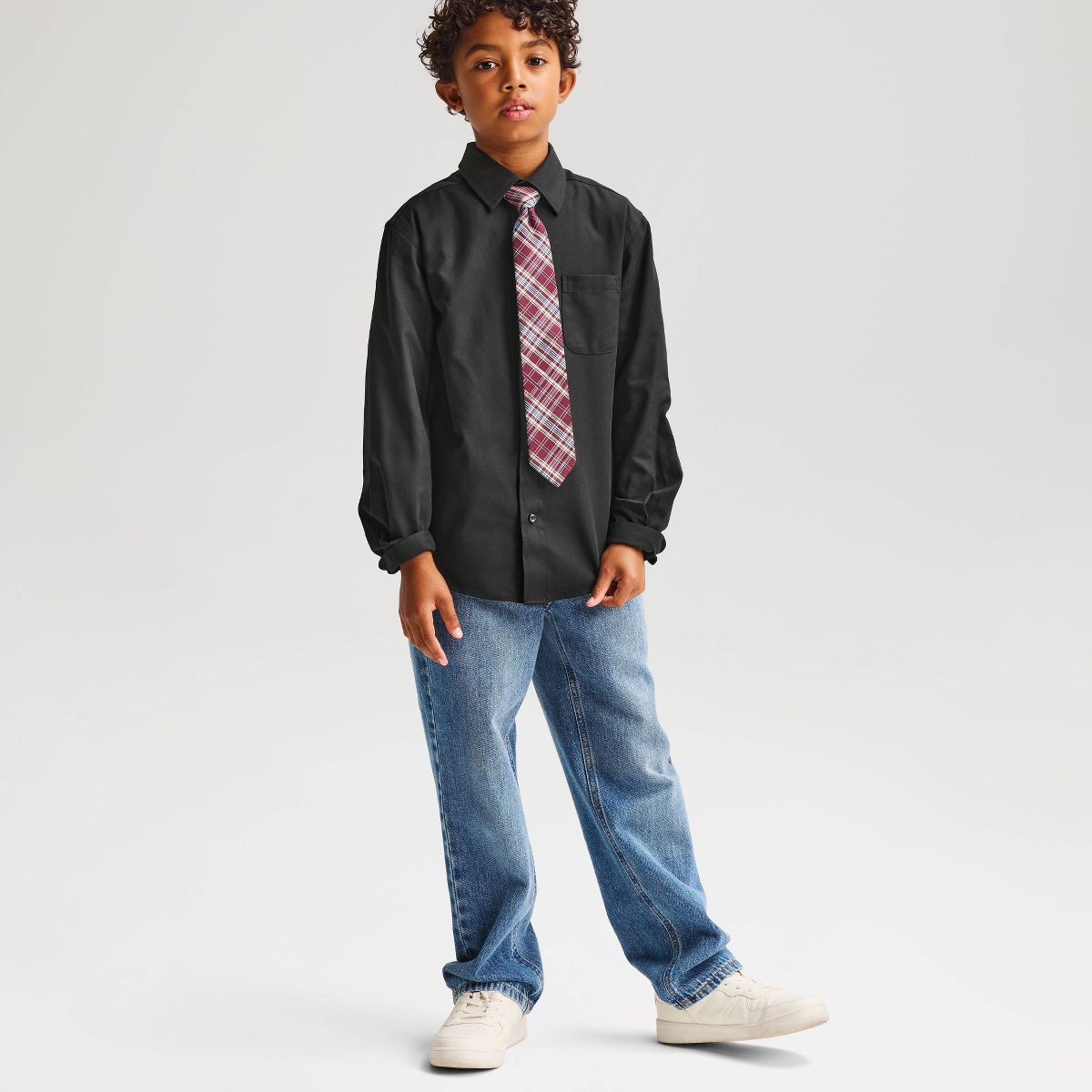 Boys' Long Sleeve Button-Down Dress Shirt - Cat & Jack™ Black