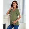 Maternity Women's Tops Shirts Short Sleeve T Shirts Summer Casual V Neck Button Nursing Tops Tie Knot Pregnancy Tunic Blouse - 4 of 4