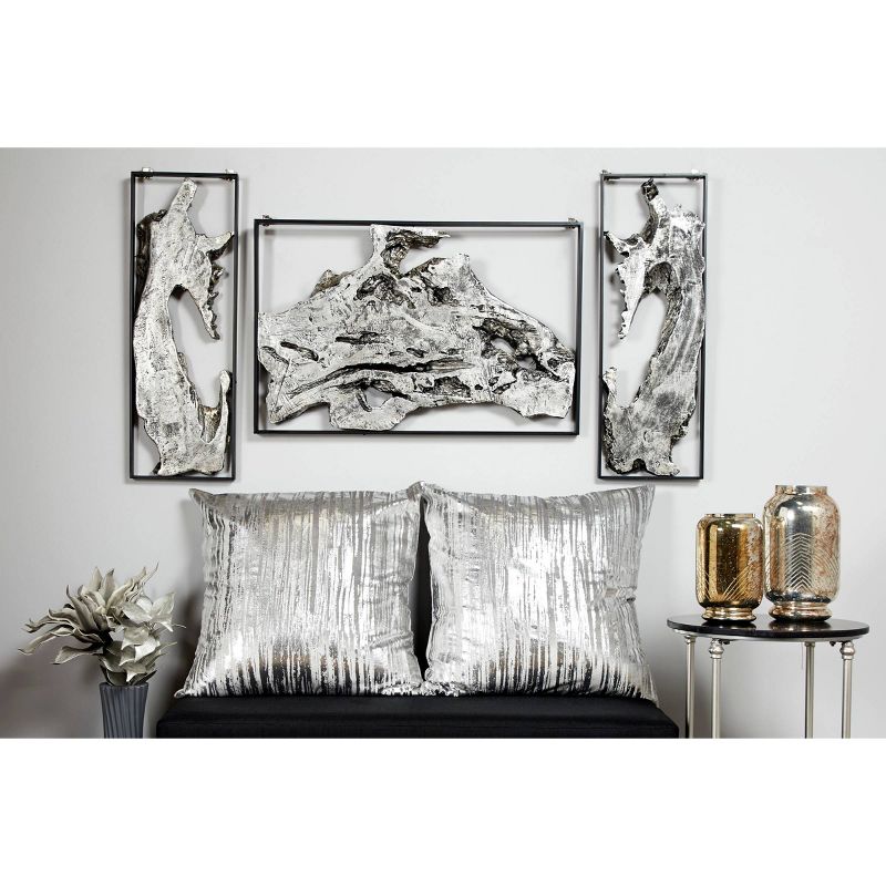 Magnesium Oxide Abstract Handmade Live Edge Wall Decor with Black Frame Silver - Olivia &#38; May, 1 of 7