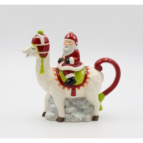 Kevins Gift Shoppe Ceramic Santa Riding A Llama Teapot 14 OZ - image 1 of 4