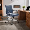 LeisureMod Benmar Mid-Back Office Chair, Leather Upholstery with Swivel, Tilt, and Chrome Base, Modern Desk Seating for Home Office or Conference Room - 3 of 4