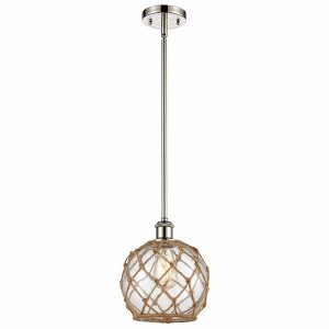 Farmhouse Rope - 1 Light Stem Hung Mini Pendant In Industrial Style-10 Inches Tall and 8 Inches Wide - 1 of 1