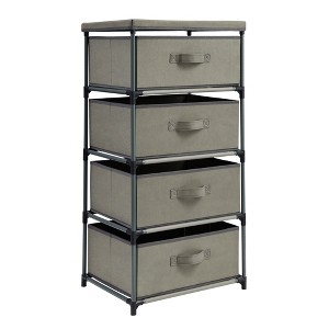 Juvale 4-Tier Tall Closet Dresser with Drawers - Clothes Organizer and Small Fabric Storage for Bedroom (Gray) - 1 of 4