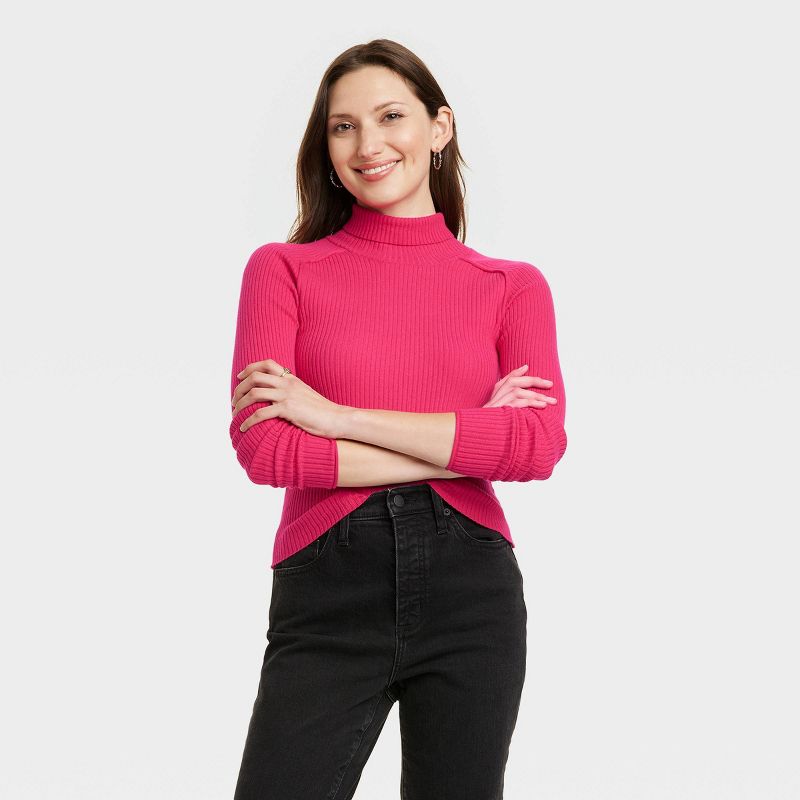 Women's Shrunken Rib Turtleneck Pullover Sweater - Universal Thread™, 1 of 10