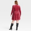 Women's Holiday Long Sleeve Rosette Midi A-Line Dress - Ava & Viv™ - 2 of 3