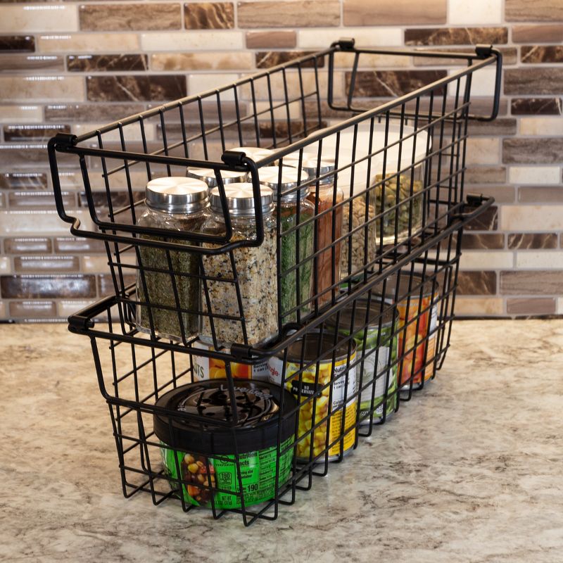Home-Complete Set of 2 Wire Storage Bins - Shelf Organizers with Handles for Toy, Kitchen, Closet, and Bathroom, 5 of 12