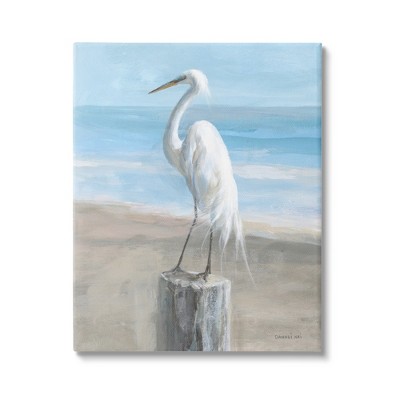 Stupell Industries Egret Coastal Landscape Canvas Wall Art