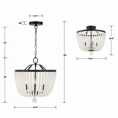 Crystorama Lighting Rylee 4 - Light Semi-Flush Mount in  Matte Black