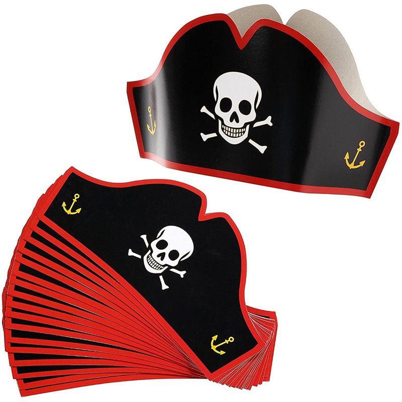Juvale Cardboard Pirate Hats - Adjustable Party Hats for Halloween Pretend Play Party Favors - 24 Count, 1 of 6