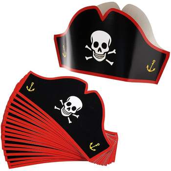 Juvale Cardboard Pirate Hats - Adjustable Party Hats for Halloween Pretend Play Party Favors - 24 Count