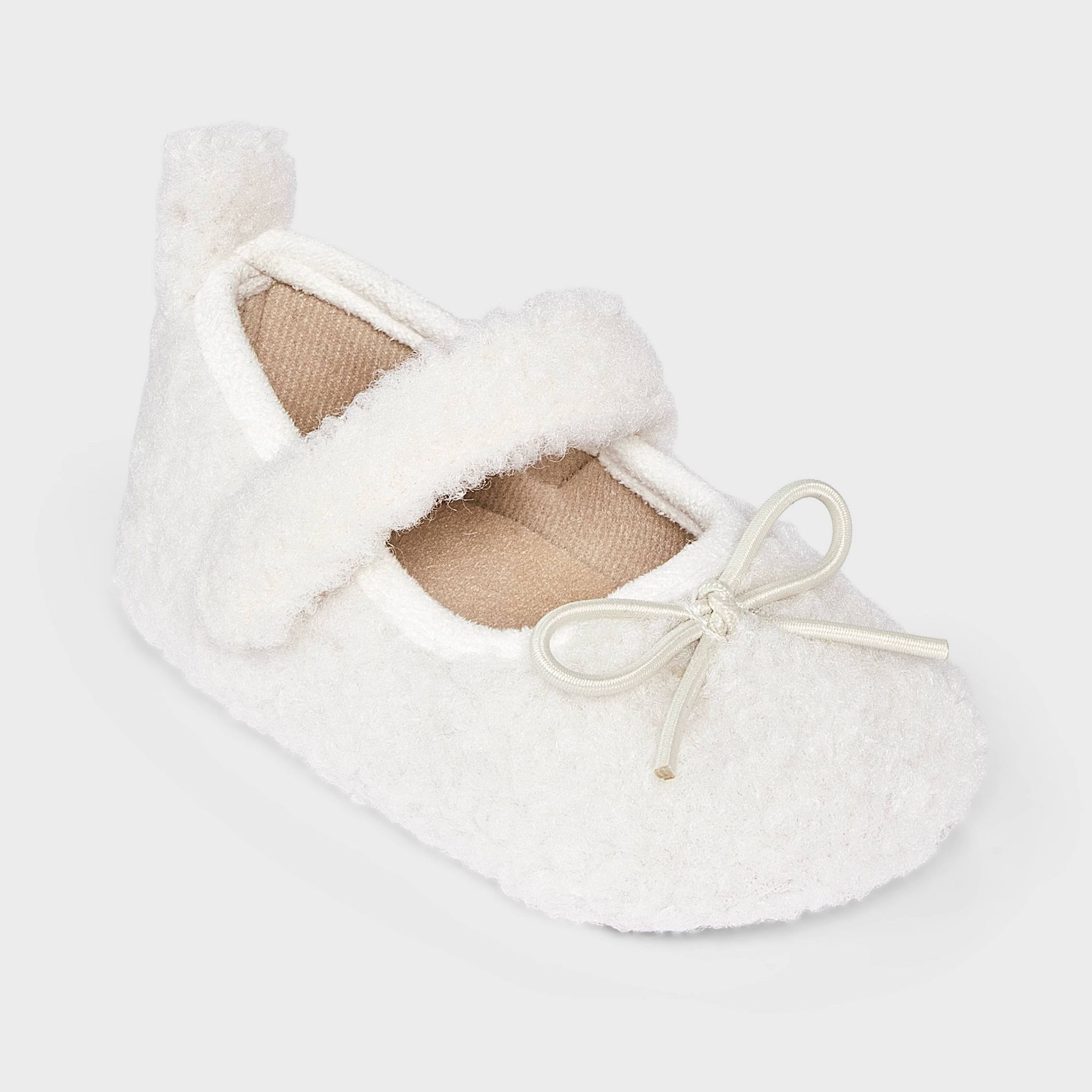 Baby Girls' Shearling Ballet Flats - Cloud Island™ White