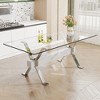 NicBex 71 Inch Rectangle Dining Table with Tempered Glass Tabletop and MDF Crossbars for 6 to 8,Living Meeting Room,Gold/Silver - 2 of 4