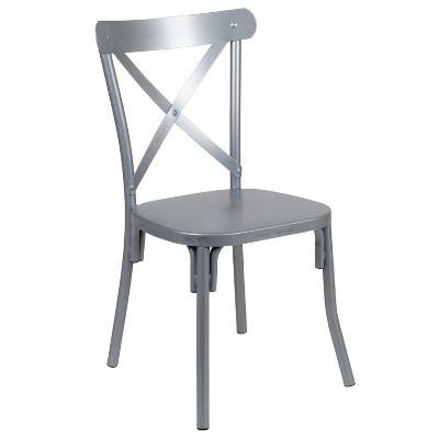Merrick Lane Cross Back Steel Dining Chair with Classic Modern Farmhouse Design for Dining Room, Kitchen and More
