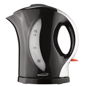 Brentwood 1.7 Liter Cordless Plastic Tea Kettle in Black and Silver - 1 of 4