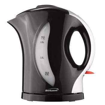 Brentwood 1.7 Liter Cordless Plastic Tea Kettle in Black and Silver