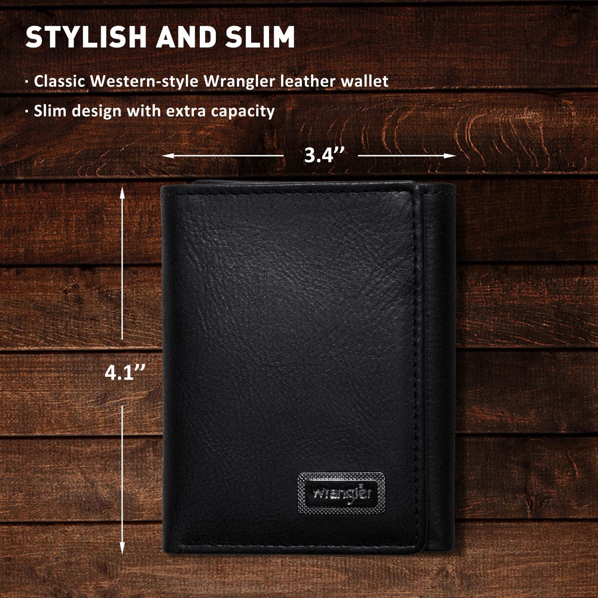 Wrangler Men's RFID Blocking Trifold Pebble Leather Wallet Gift for Dad - thumbnail 4