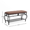 NicBex Shoe Rack Bench Shoe Storage Organizer with Shelves  Industrial Rustic Upholstered Bench for Entryway, Antique Brown - 4 of 4