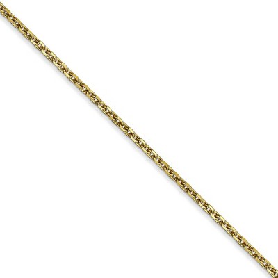 Black Bow Jewelry 1.65mm 10k Yellow Gold Solid Diamond Cut Cable Chain Necklace