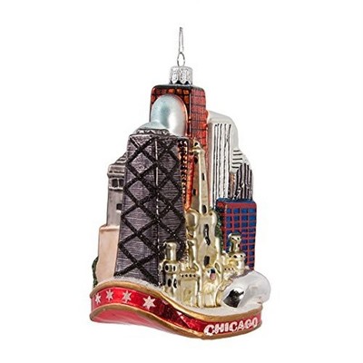 Kurt Adler Glass Ornament for Christmas Tree, Chicago City
