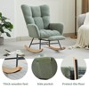 Modern Nursery Rocking Chair with Footrest, Teddy/Corduroy Upholstered Glider Chair with High Backrest & Solid Wood Legs - ModernLuxe - 4 of 4