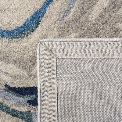 Blue and Beige Hand-Tufted Wool Runner Rug