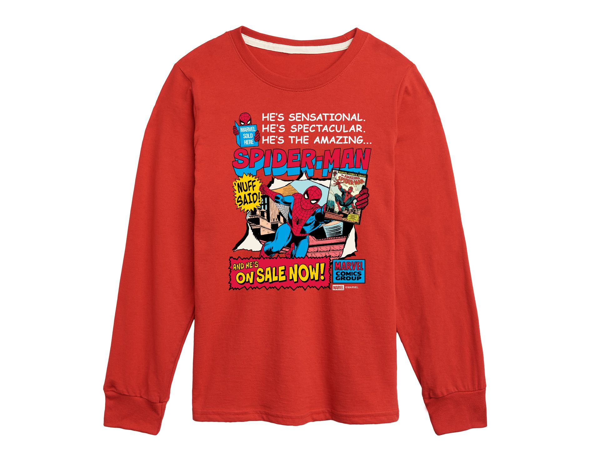 Boys' Marvel Spider-Man Comic Long Sleeve Graphic T-Shirt - Red - Large