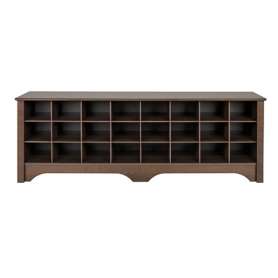 Espresso Entryway Shoe Cubby Bench with 24 Storage Compartments