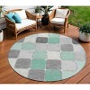 Mint Green And Gray Geometric Washable Indoor Outdoor Area Rug - 2 of 4