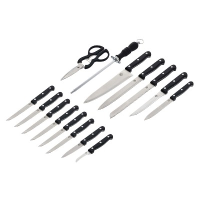 Masters 15 Piece Black Knife Set Plus Knife Block Set