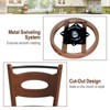 Tangkula 4PCS 360° Swivel Bar Stools Dining Chairs Solid Rubber Wood Leather Padded Brown & Black - 3 of 4