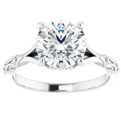 Pompeii3 3Ct Moissanite Vintage Engagement Solitaire Ring 14k White Yellow or Rose Gold