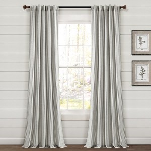 Lush Decor Farmhouse Vintage Stripe Yarn Dyed Cotton Back Tab & Rod Pocket Window Curtain Panel Set - 1 of 4