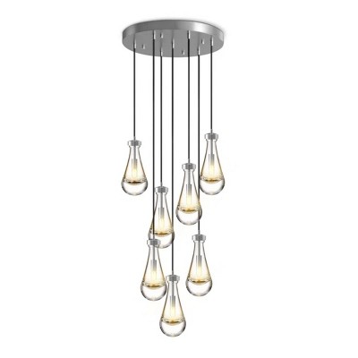 7-Light Thick Glass Raindrop Chandelier