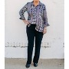 Women's Turn-Up Cuff 3/4 Sleeve Button Shimmer Woven Shirt - Multiples - 3 of 4