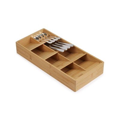 Large Bamboo Cutlery Drawer Organizer with 8 Compartments
