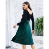Coolmee Women Maternity Midi Length Skirt Pleated Elastic High Waisted A Line Shirring Party Skirts with Belt - 3 of 4