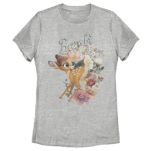 Women's Bambi Playing In Flower Fields T-Shirt - image 1 of 4