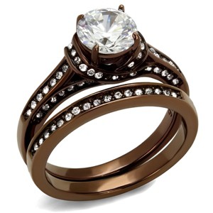 Slickblue Women’s Wedding Ring Set – Silver Tone Halo CZ with Round Center – IP Stainless Steel – Size 5–11 - 1 of 4