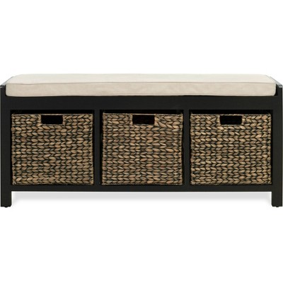 Black wicker deals storage bench