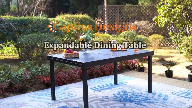 Captiva Designs Outdoor Geometric Pattern Expandable Steel Rectangle Table Black, 2 of 10, play video