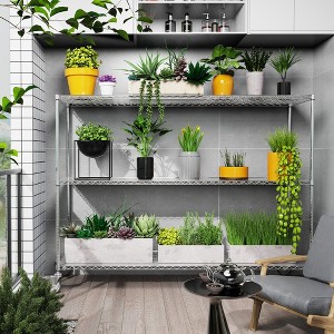 3-Tier Wire Shelving Unit, NSF Metal Shelf Adjustable Storage Rack With Wheels, 3000lbs Heavy Duty Shelves Organizer - 1 of 4