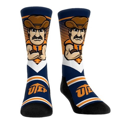 NCAA UTEP Miners Adult Mascot Showdown Crew Socks - L/XL