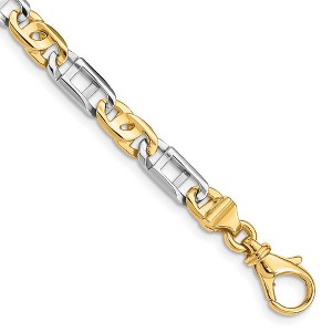 Black Bow Jewelry Mens 14k White & Yellow Gold, 5.8mm Fancy Link Chain Bracelet - 1 of 4