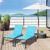 Outsunny Chaise Lounge Outdoor Pool Chair Set of 2 with Wheels, Five Position Recliner for Sunbathing, Suntanning, Breathable Fabric, Blue - 3 of 4