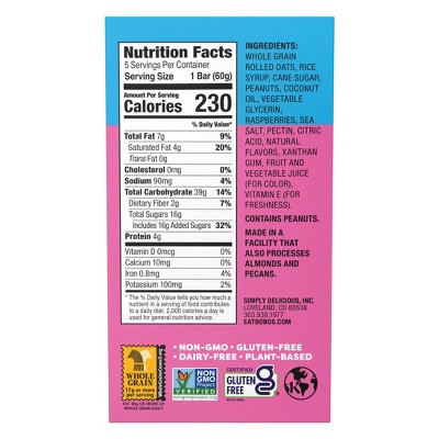 Bobo's Oat Bars Peanut Butter & Jelly Raspberry - 10.5oz/5ct