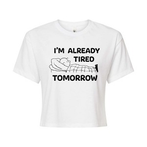 Women's - Peanuts - Tired Tomorrow Cropped Graphic T-Shirt - 1 of 4