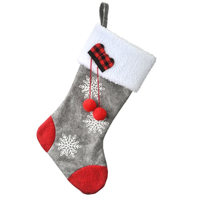 18" Gray Christmas Stocking with Snowflakes - National Tree Company, 1 of 6